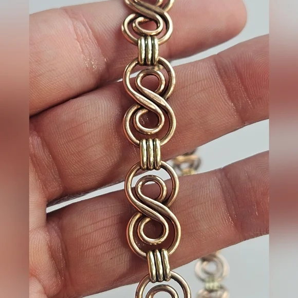 Victorian 14k Yellow & Rose Gold Filled Unique Link Heavy 32g 16.5 Necklace